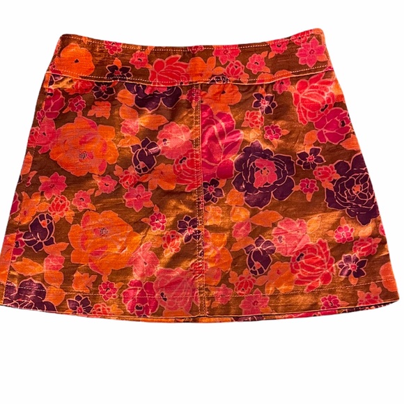 FREE PEOPLE Velvet like Floral Fall Mini Skirt - Picture 2 of 10